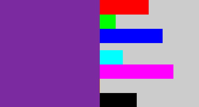 Hex color #7c2aa0 - purple