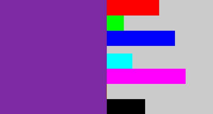 Hex color #7c2aa3 - purple