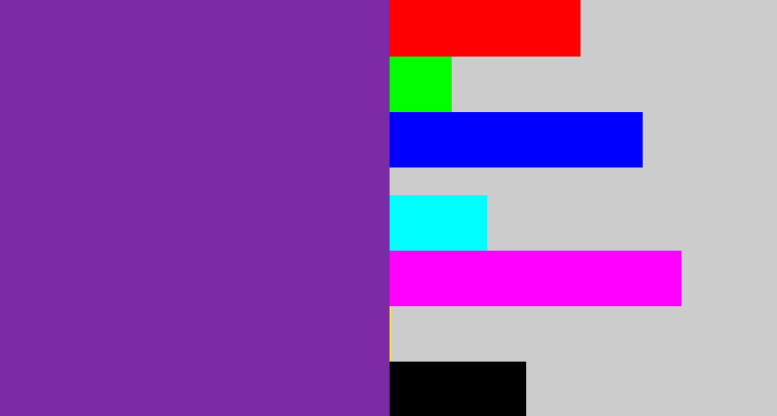 Hex color #7c2aa5 - purple