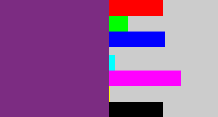 Hex color #7c2c82 - darkish purple
