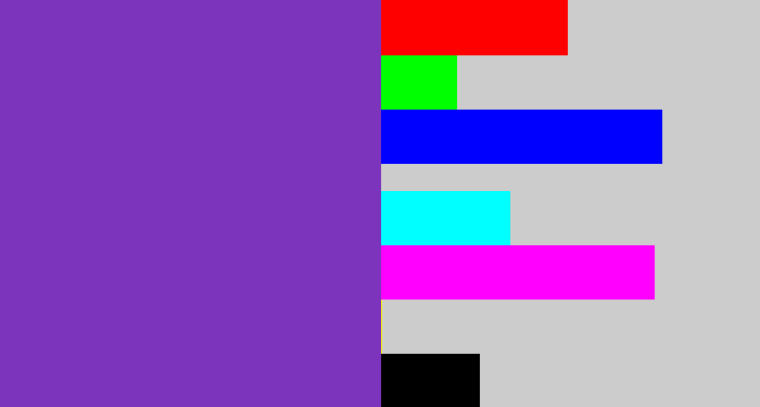 Hex color #7c34bc - bluey purple