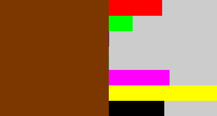 Hex color #7c3700 - reddish brown