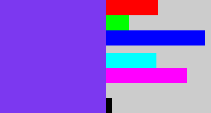 Hex color #7c38f0 - bluish purple