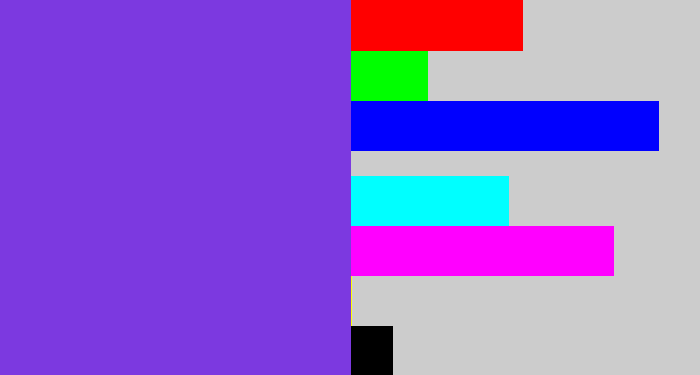 Hex color #7c39e0 - bluish purple