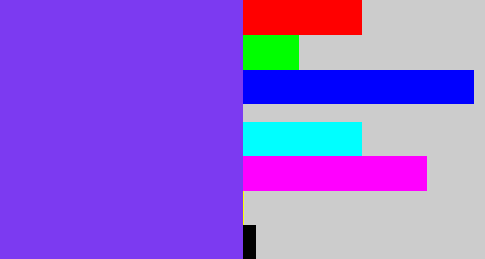 Hex color #7c3af1 - bluish purple