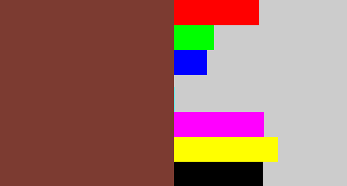 Hex color #7c3b31 - purple brown