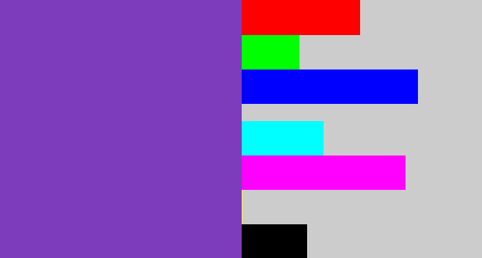 Hex color #7c3cbb - bluey purple