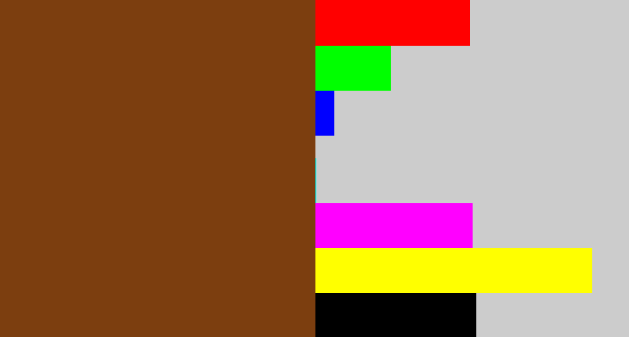 Hex color #7c3e0f - medium brown