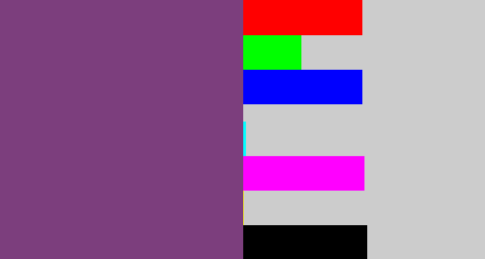 Hex color #7c3e7d - bruise