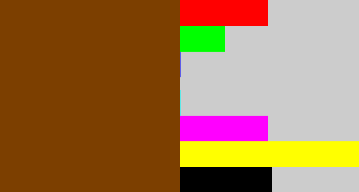 Hex color #7c3f00 - rust brown