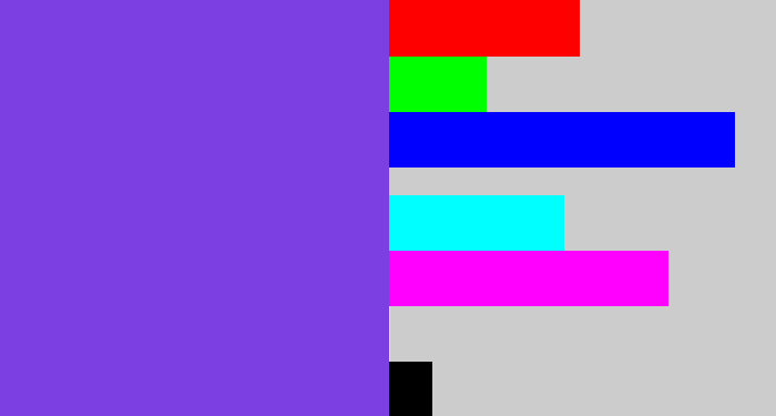Hex color #7c3fe2 - bluish purple