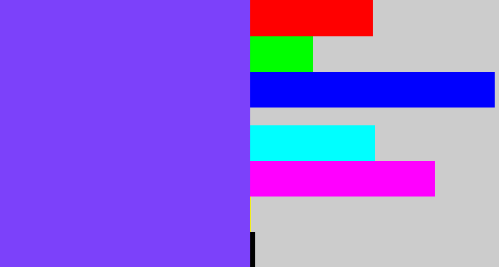 Hex color #7c41fa - bluish purple