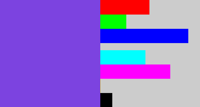 Hex color #7c43e0 - bluish purple