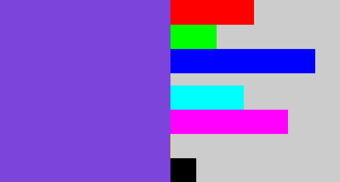 Hex color #7c44da - bluish purple