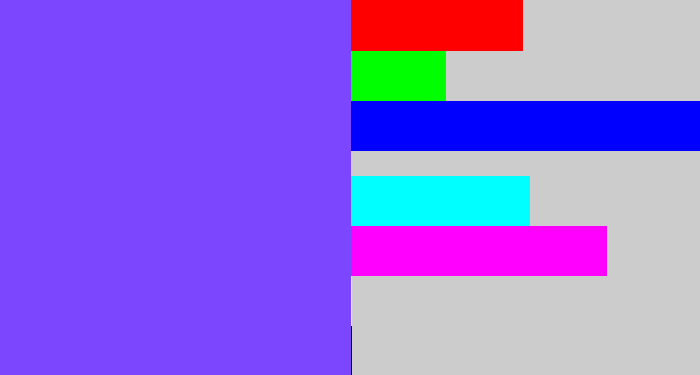 Hex color #7c45ff - bluish purple