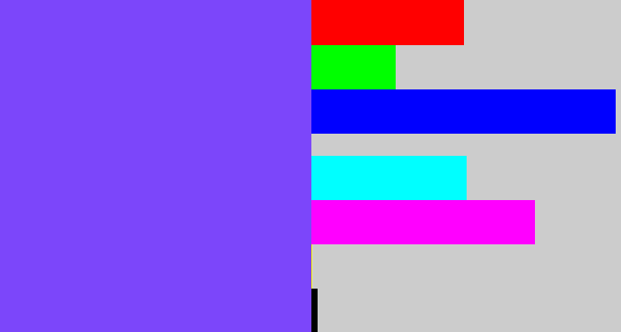 Hex color #7c46fa - bluish purple