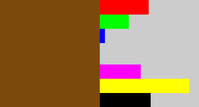 Hex color #7c490c - medium brown