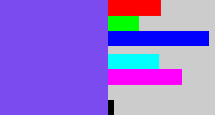 Hex color #7c4bef - purpley