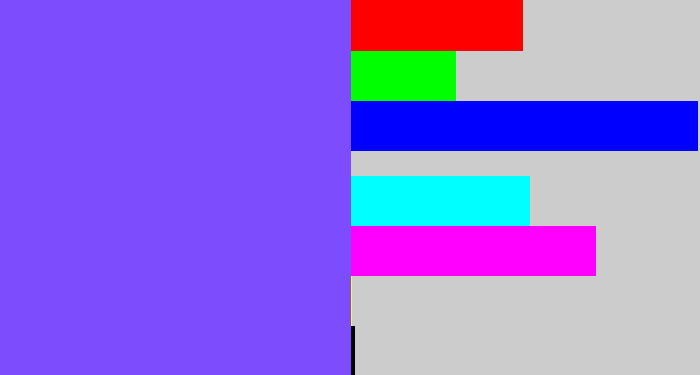 Hex color #7c4cfd - purpley