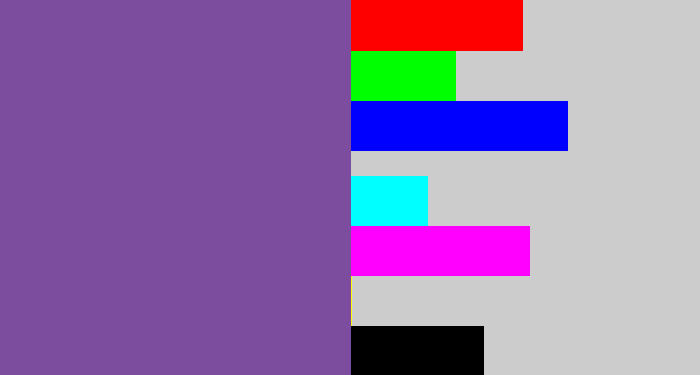 Hex color #7c4d9e - muted purple