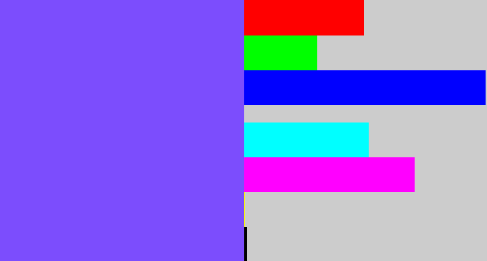 Hex color #7c4dfd - purpley