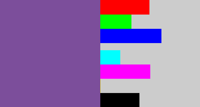 Hex color #7c4e9b - muted purple