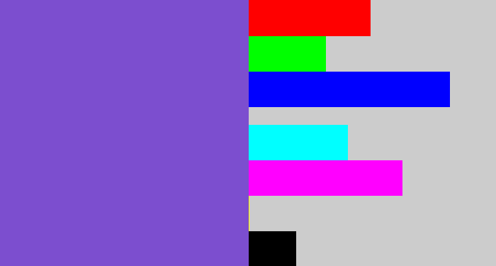 Hex color #7c4ecf - light indigo