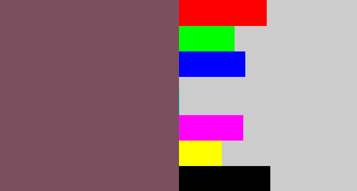 Hex color #7c4f5e - dark mauve