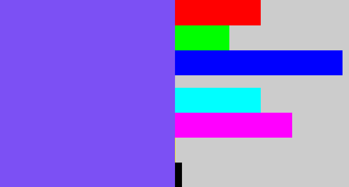 Hex color #7c50f4 - purpley