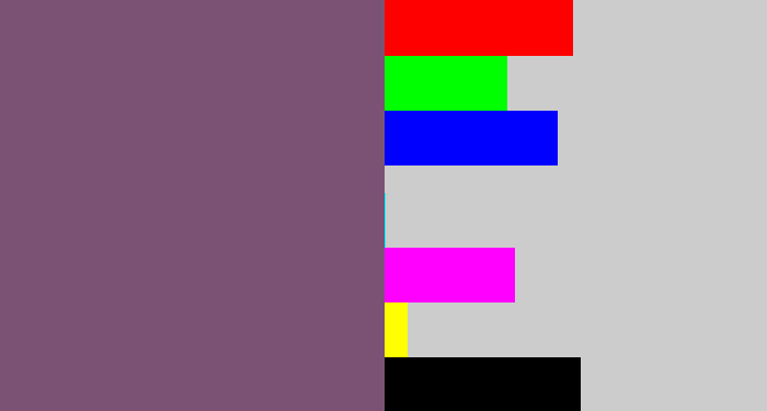 Hex color #7c5274 - dull purple