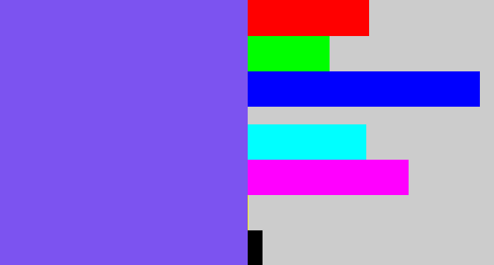 Hex color #7c53f0 - purpley