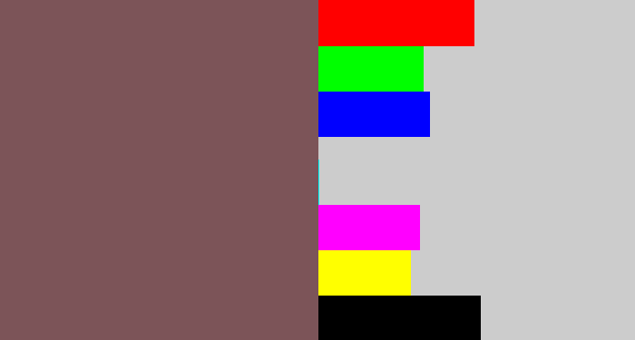Hex color #7c5458 - dark mauve