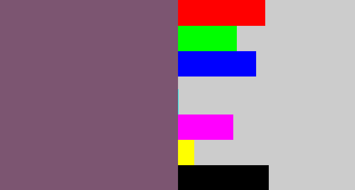 Hex color #7c5571 - dull purple