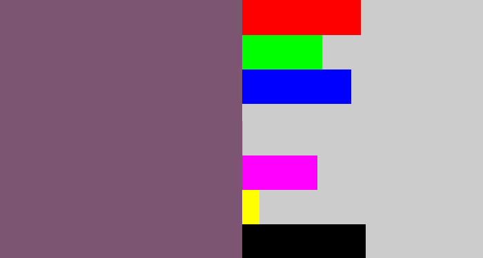 Hex color #7c5573 - dull purple