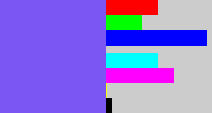 Hex color #7c56f2 - purpley