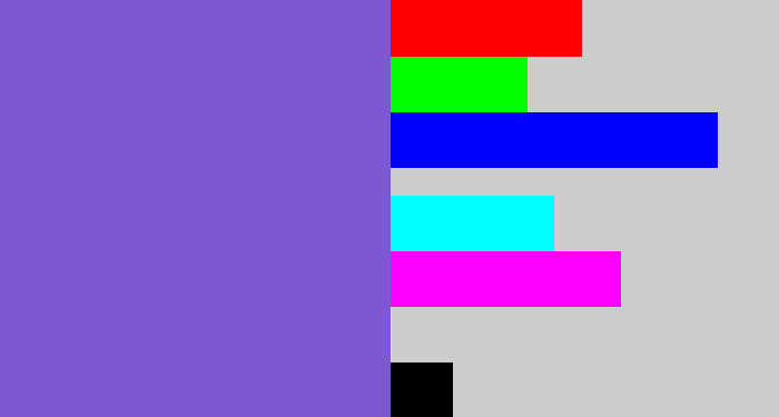 Hex color #7c58d5 - light indigo