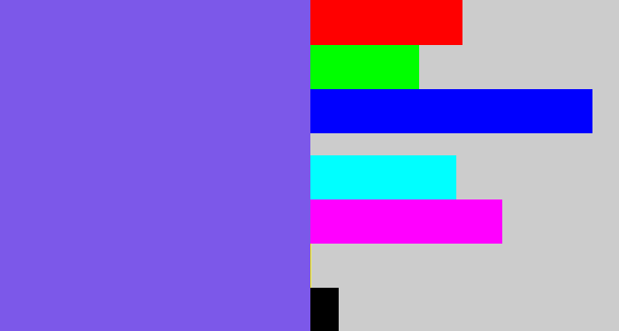 Hex color #7c58e9 - purpley