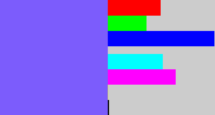 Hex color #7c5cfc - purpley