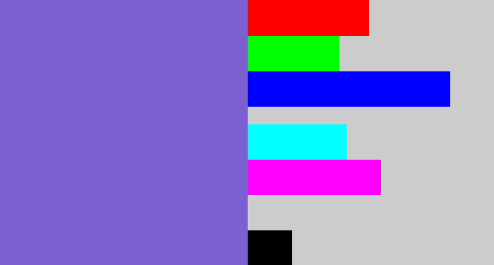 Hex color #7c5fd0 - light indigo