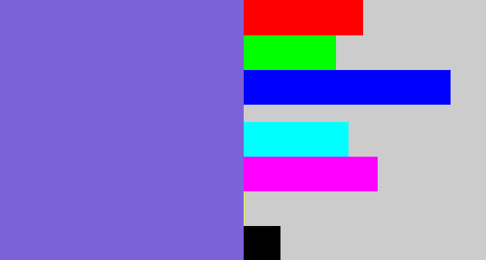 Hex color #7c61d9 - purpley