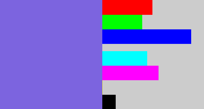 Hex color #7c64df - purpley