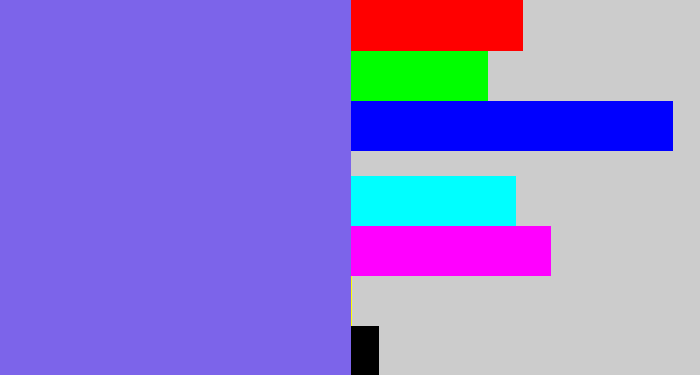Hex color #7c64ea - purpley