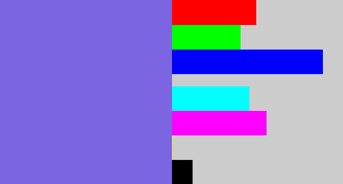 Hex color #7c65e0 - purpley