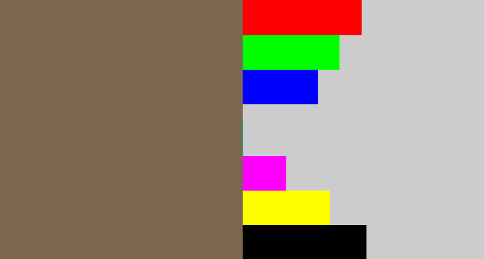 Hex color #7c664f - dark taupe