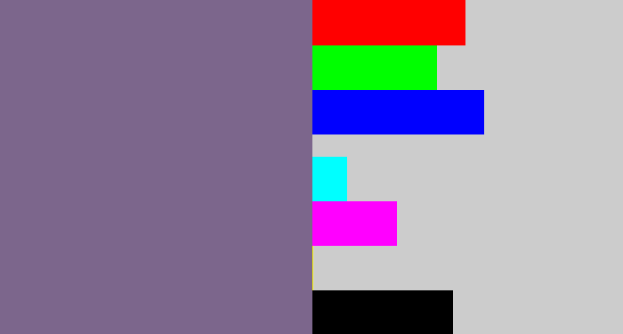 Hex color #7c668c - grey purple
