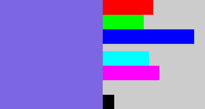 Hex color #7c66e2 - purpley
