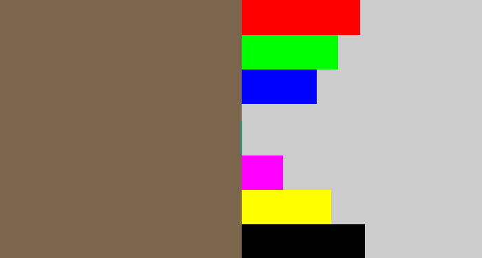 Hex color #7c674e - dark taupe