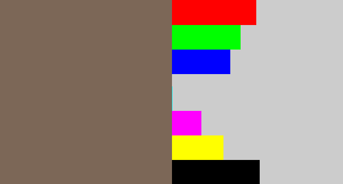 Hex color #7c6757 - greyish brown
