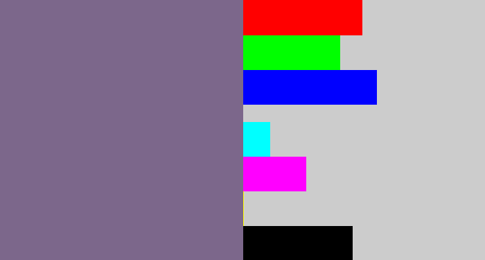Hex color #7c678b - grey purple