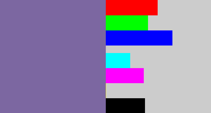 Hex color #7c67a1 - dark lavender